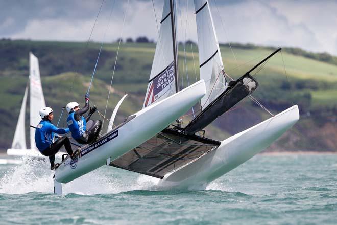 Ben Saxton-Hannah Diamond - Nacra17 - 2014 Sail for Gold Regatta, Day 3 ©  Paul Wyeth / RYA http://www.rya.org.uk